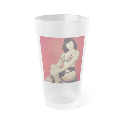 Bettie Page #208 (Vintage Female Icon) Frosted Pint Glass 16oz 16oz Frosted - Go Mug Yourself