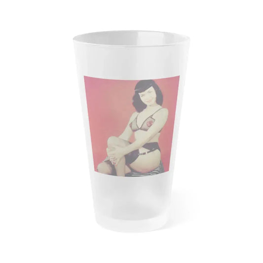 Bettie Page #208 (Vintage Female Icon) Frosted Pint Glass 16oz 16oz Frosted - Go Mug Yourself