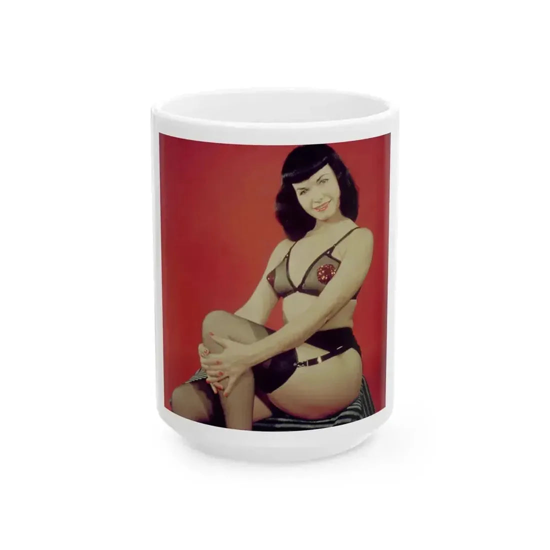 Bettie Page #208 (Vintage Female Icon) White Coffee Mug 15oz - Go Mug Yourself