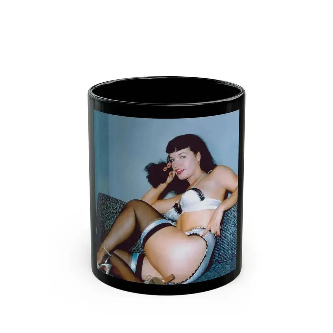 Bettie Page #209 (Vintage Female Icon) Black Coffee Mug 11oz - Go Mug Yourself