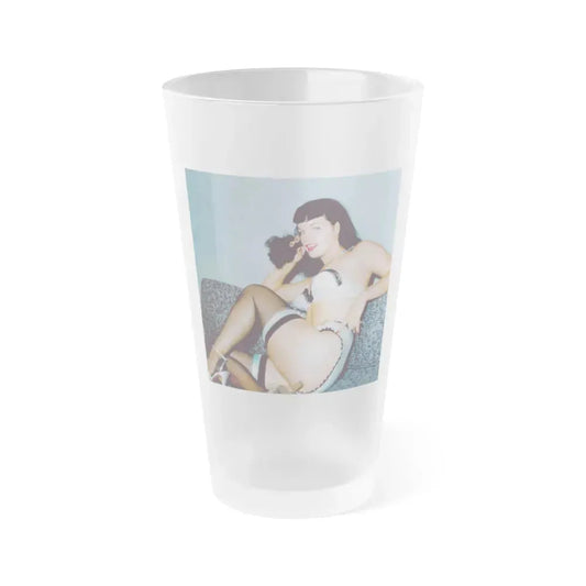 Bettie Page #209 (Vintage Female Icon) Frosted Pint Glass 16oz 16oz Frosted - Go Mug Yourself