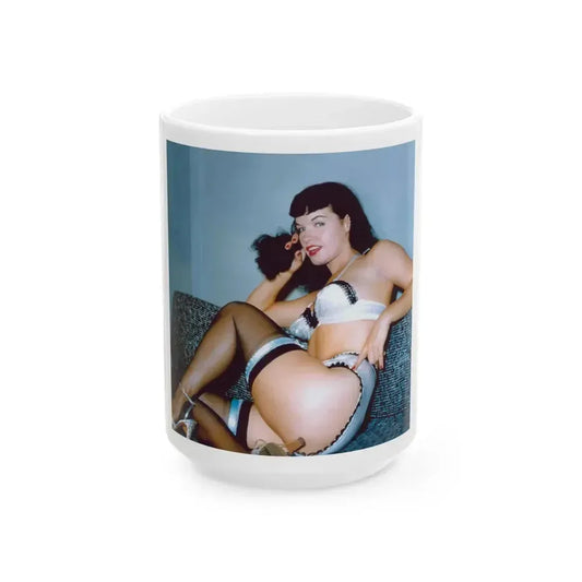Bettie Page #209 (Vintage Female Icon) White Coffee Mug 15oz - Go Mug Yourself
