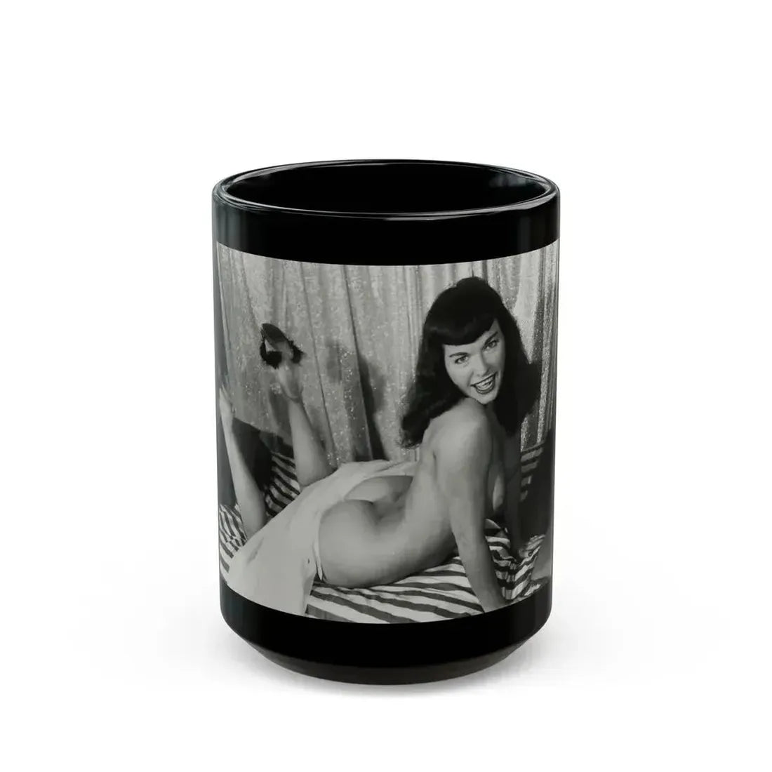 Bettie Page #212 (Vintage Female Icon) Black Coffee Mug 15oz - Go Mug Yourself