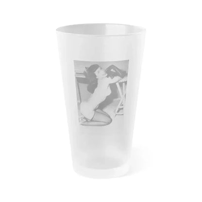 Bettie Page #213 (Vintage Female Icon) Frosted Pint Glass 16oz 16oz Frosted - Go Mug Yourself