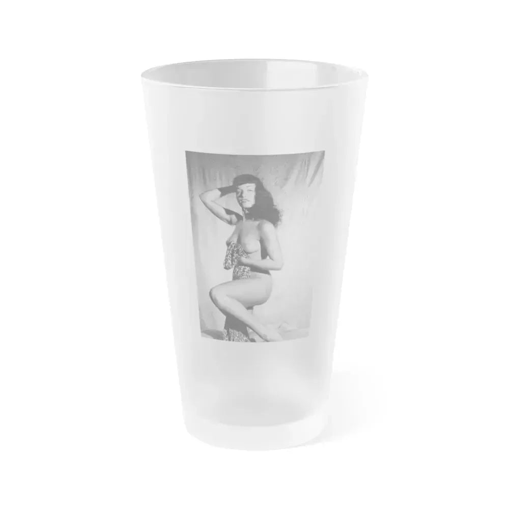 Bettie Page #214 (Vintage Female Icon) Frosted Pint Glass 16oz 16oz Frosted - Go Mug Yourself