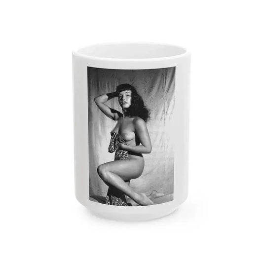Bettie Page #214 (Vintage Female Icon) White Coffee Mug 15oz - Go Mug Yourself