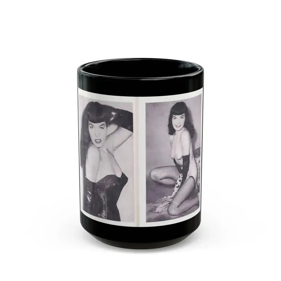 Bettie Page #218 (Vintage Female Icon) Black Coffee Mug 15oz - Go Mug Yourself