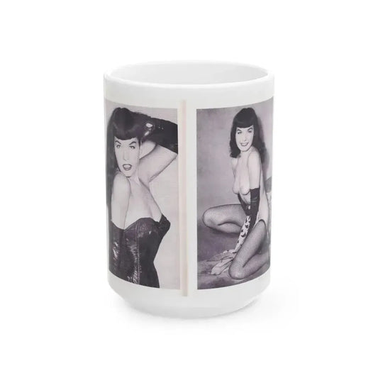 Bettie Page #218 (Vintage Female Icon) White Coffee Mug 15oz - Go Mug Yourself