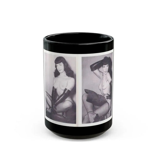 Bettie Page #219 (Vintage Female Icon) Black Coffee Mug 15oz - Go Mug Yourself