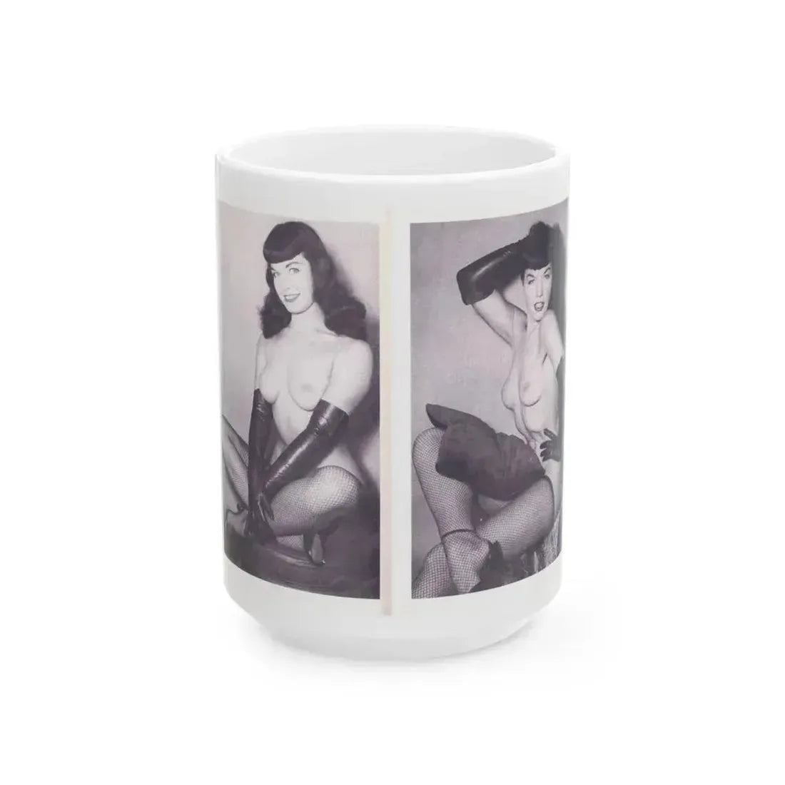 Bettie Page #219 (Vintage Female Icon) White Coffee Mug 15oz - Go Mug Yourself