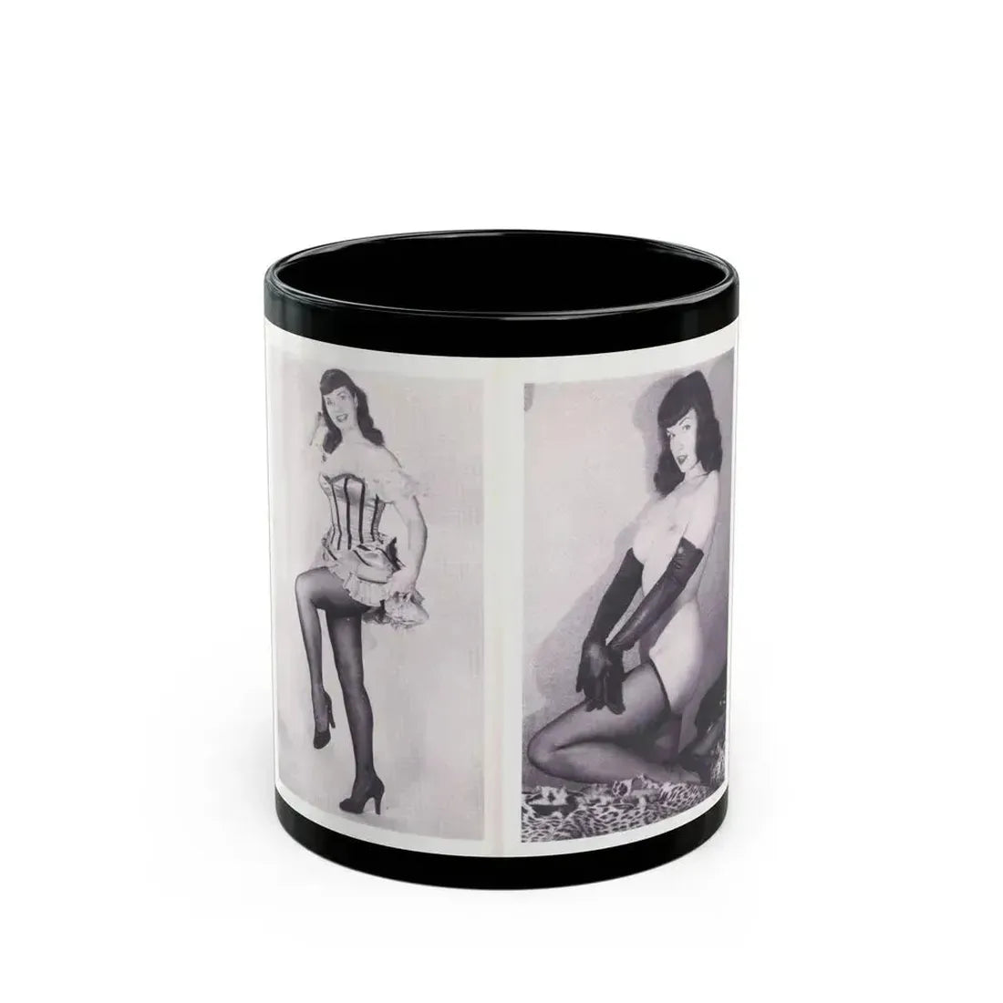 Bettie Page #220 (Vintage Female Icon) Black Coffee Mug 11oz - Go Mug Yourself