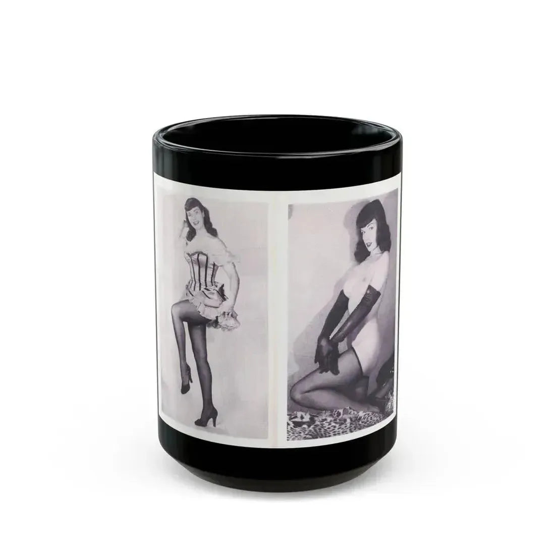 Bettie Page #220 (Vintage Female Icon) Black Coffee Mug 15oz - Go Mug Yourself