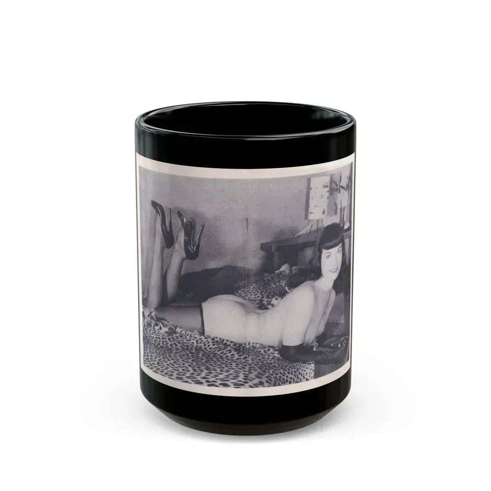 Bettie Page #221 (Vintage Female Icon) Black Coffee Mug 15oz - Go Mug Yourself