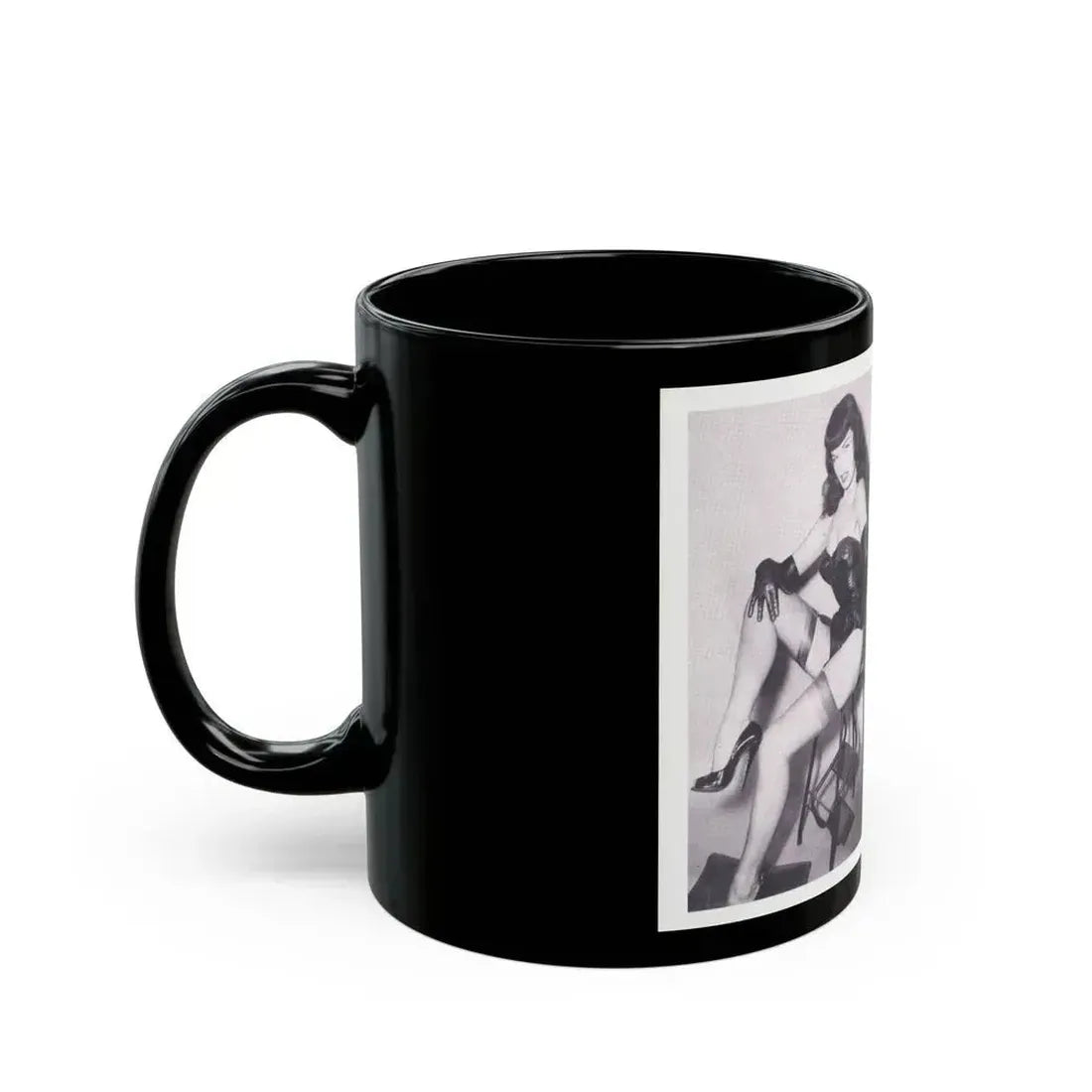 Bettie Page #223 (Vintage Female Icon) Black Coffee Mug - Go Mug Yourself