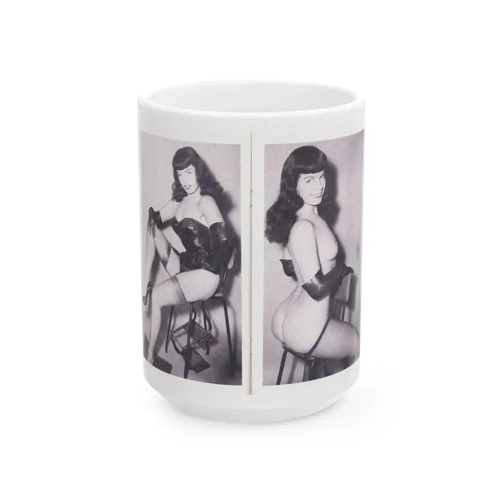 Bettie Page #223 (Vintage Female Icon) White Coffee Mug 15oz - Go Mug Yourself