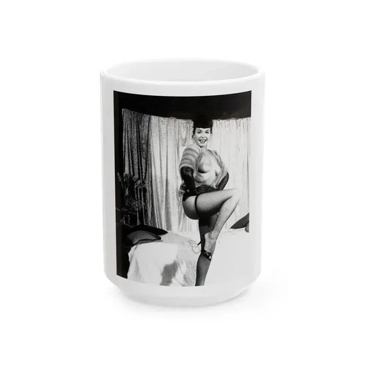 Bettie Page #230 (Vintage Female Icon) White Coffee Mug 15oz - Go Mug Yourself