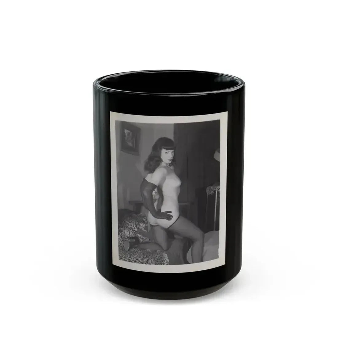 Bettie Page #232 (Vintage Female Icon) Black Coffee Mug 15oz - Go Mug Yourself