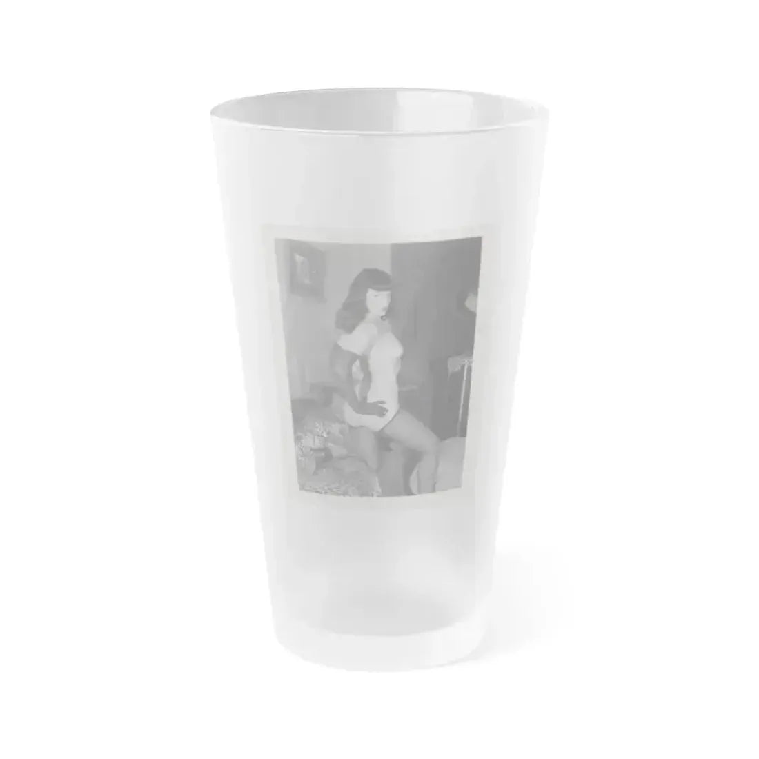 Bettie Page #232 (Vintage Female Icon) Frosted Pint Glass 16oz 16oz Frosted - Go Mug Yourself