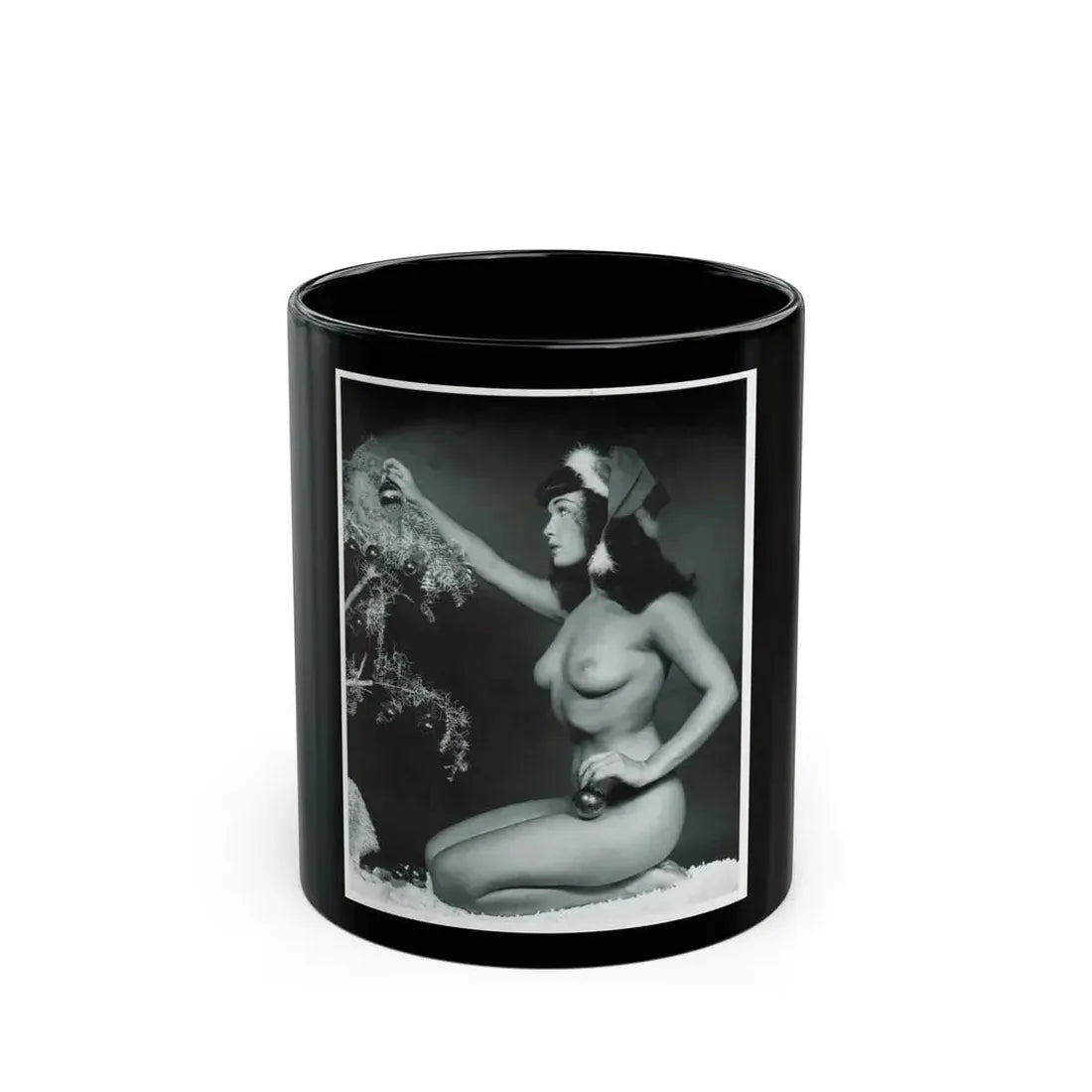 Bettie Page #233 - Playboy Photo Jan. '55 (Vintage Female Icon) Black Coffee Mug 11oz - Go Mug Yourself