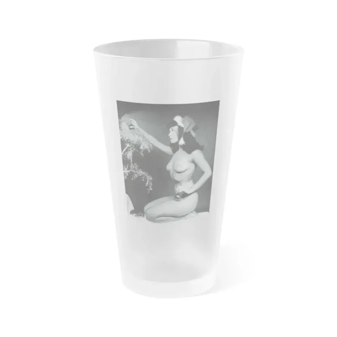 Bettie Page #233 - Playboy Photo Jan. '55 (Vintage Female Icon) Frosted Pint Glass 16oz 16oz Frosted - Go Mug Yourself