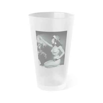 Bettie Page #233 - Playboy Photo Jan. '55 (Vintage Female Icon) Frosted Pint Glass 16oz 16oz Frosted - Go Mug Yourself