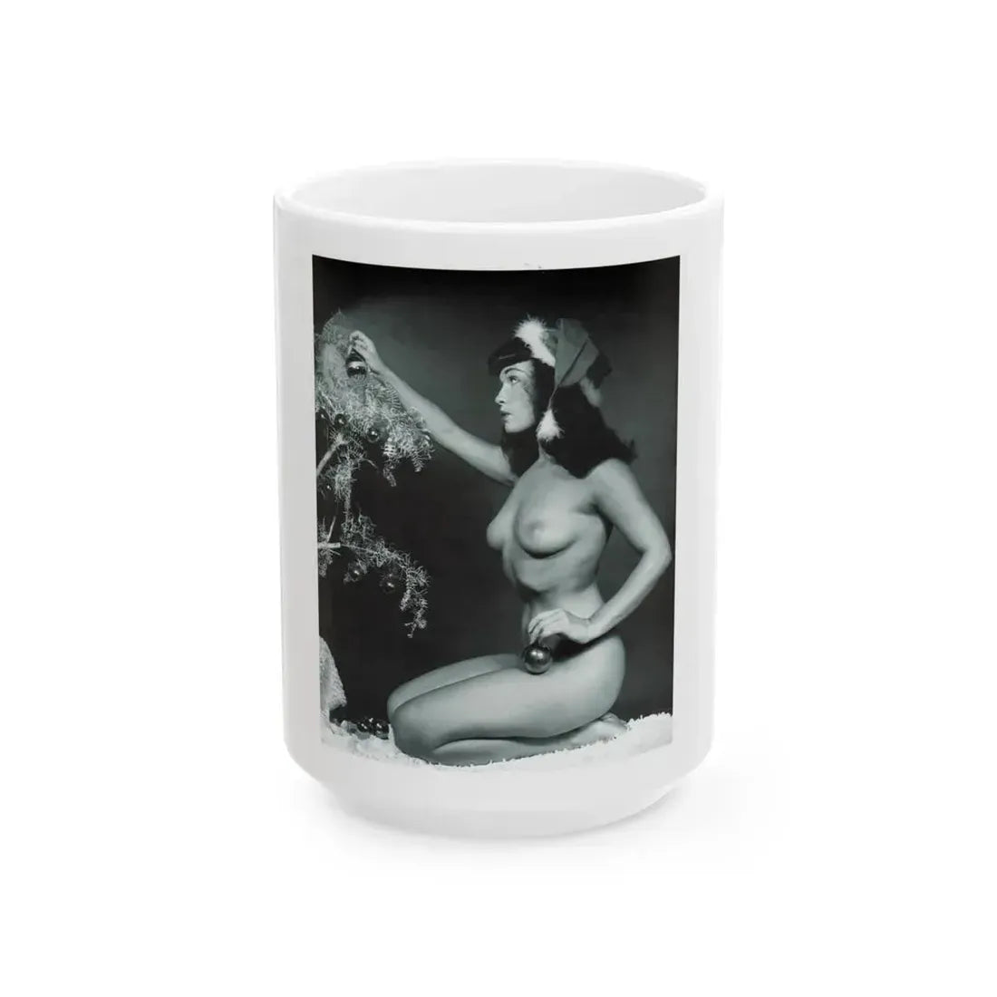 Bettie Page #233 - Playboy Photo Jan. '55 (Vintage Female Icon) White Coffee Mug 15oz - Go Mug Yourself