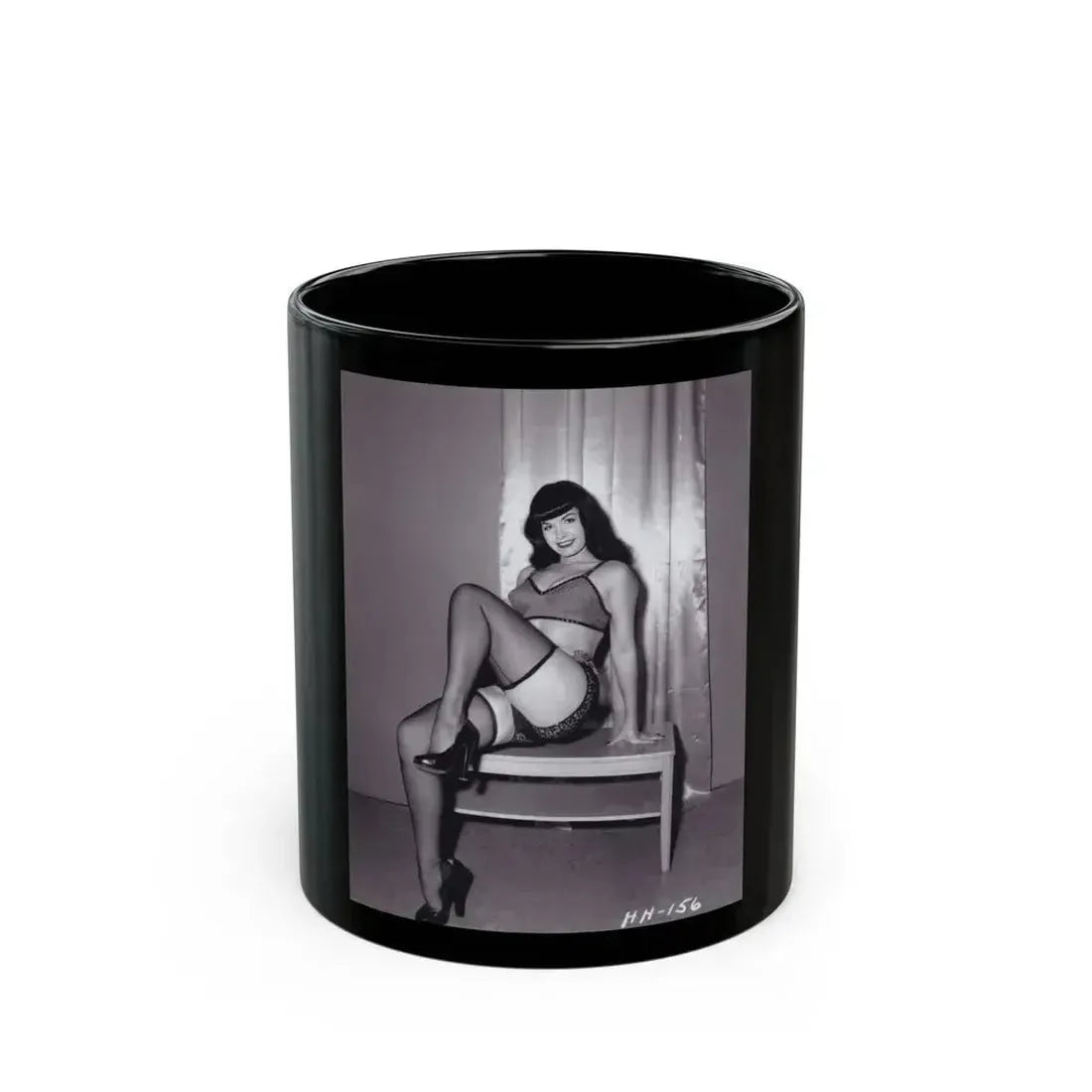 Bettie Page #235 (Vintage Female Icon) Black Coffee Mug 11oz - Go Mug Yourself
