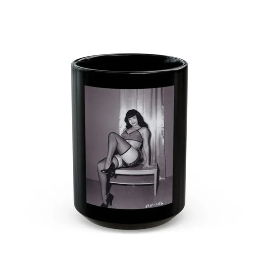 Bettie Page #235 (Vintage Female Icon) Black Coffee Mug 15oz - Go Mug Yourself