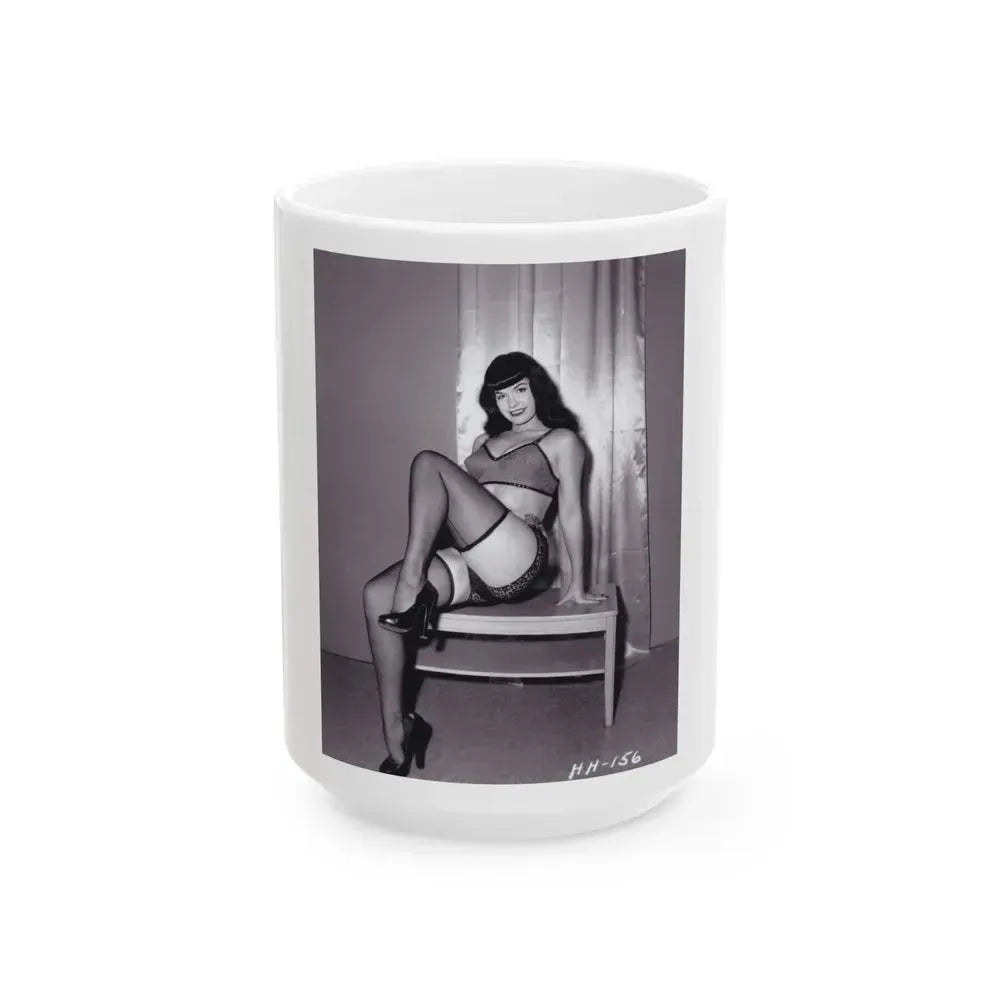 Bettie Page #235 (Vintage Female Icon) White Coffee Mug 15oz - Go Mug Yourself
