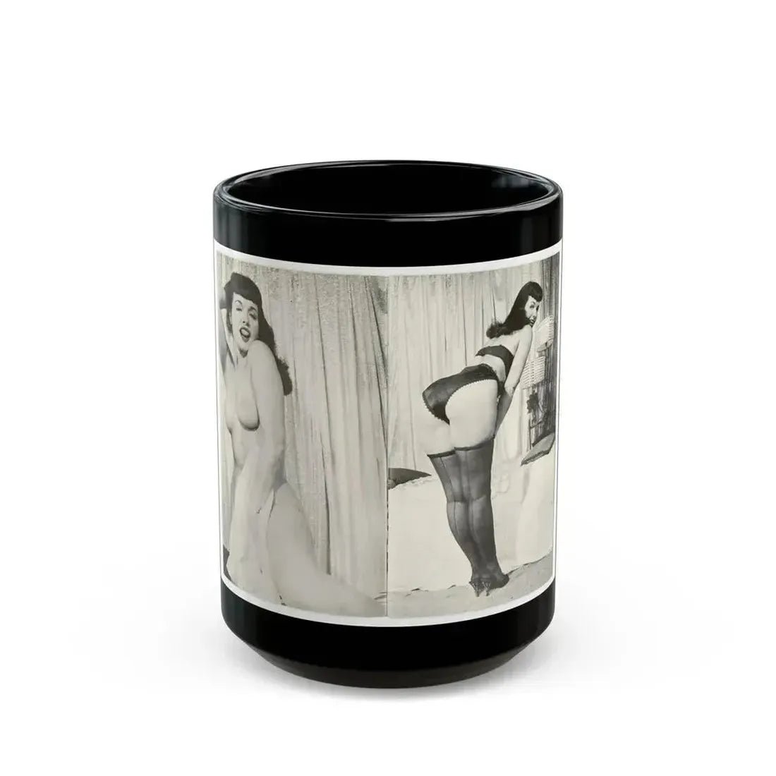 Bettie Page #240 (Vintage Female Icon) Black Coffee Mug 15oz - Go Mug Yourself