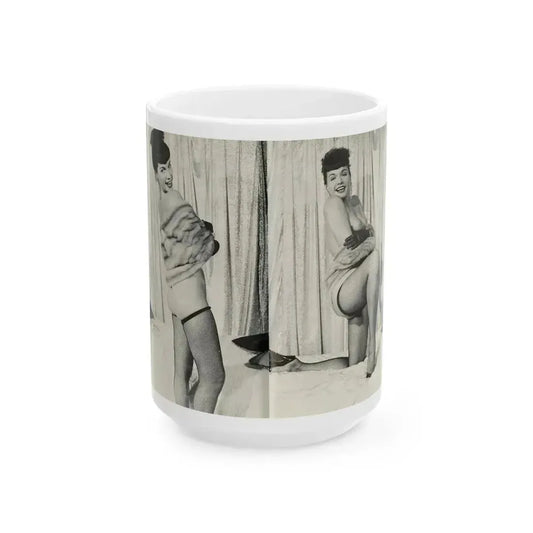 Bettie Page #242 (Vintage Female Icon) White Coffee Mug 15oz - Go Mug Yourself