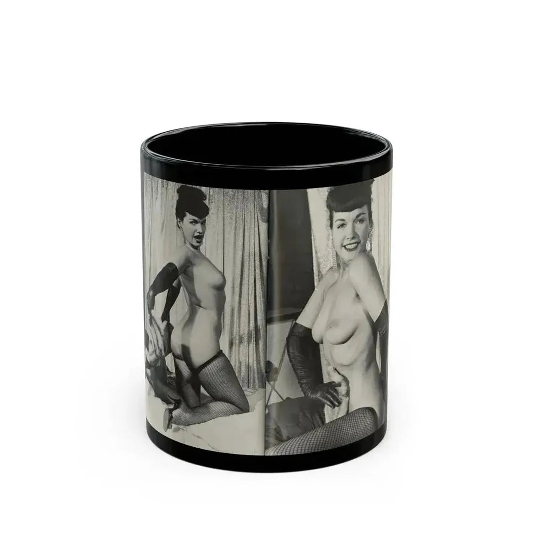 Bettie Page #243 (Vintage Female Icon) Black Coffee Mug 11oz - Go Mug Yourself