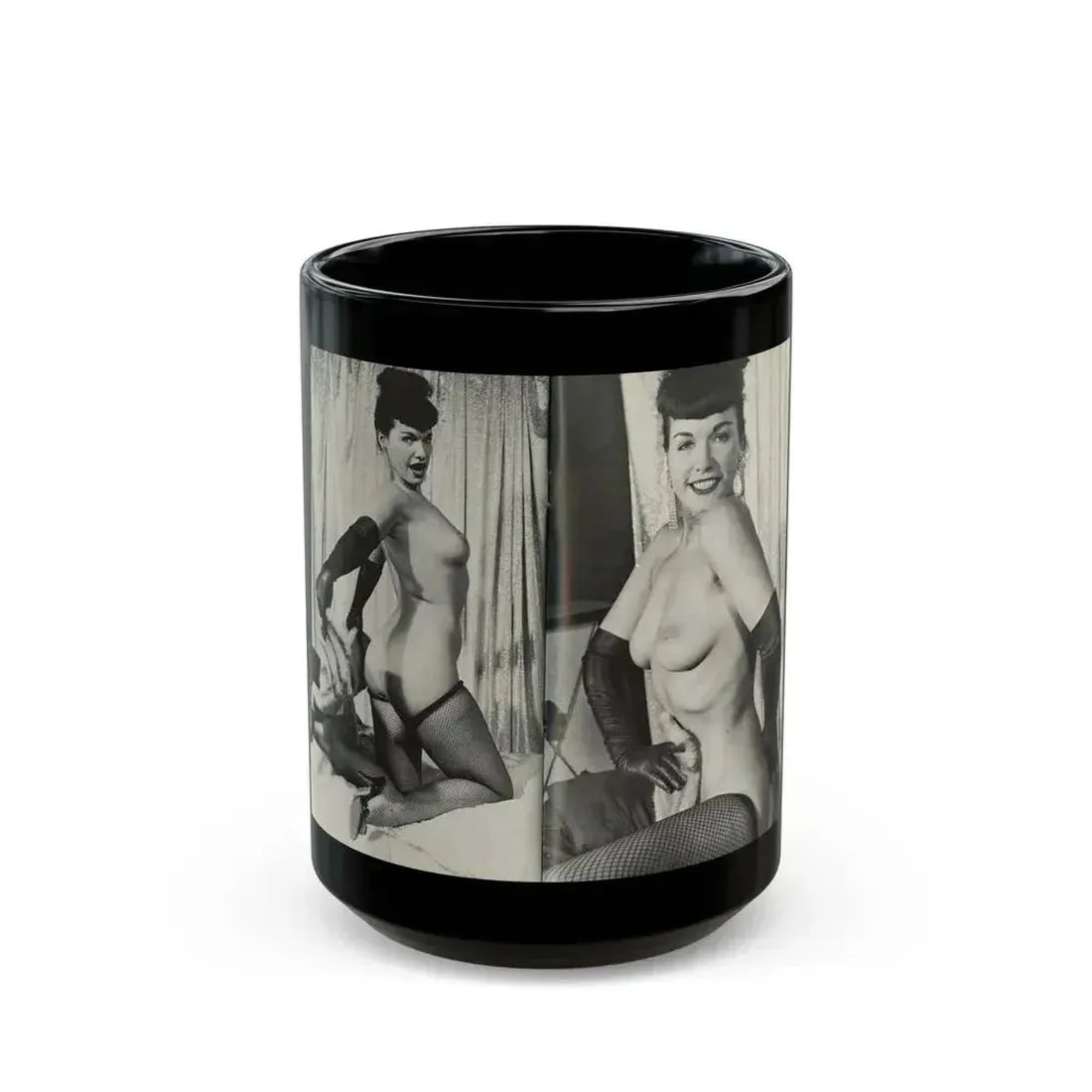 Bettie Page #243 (Vintage Female Icon) Black Coffee Mug 15oz - Go Mug Yourself