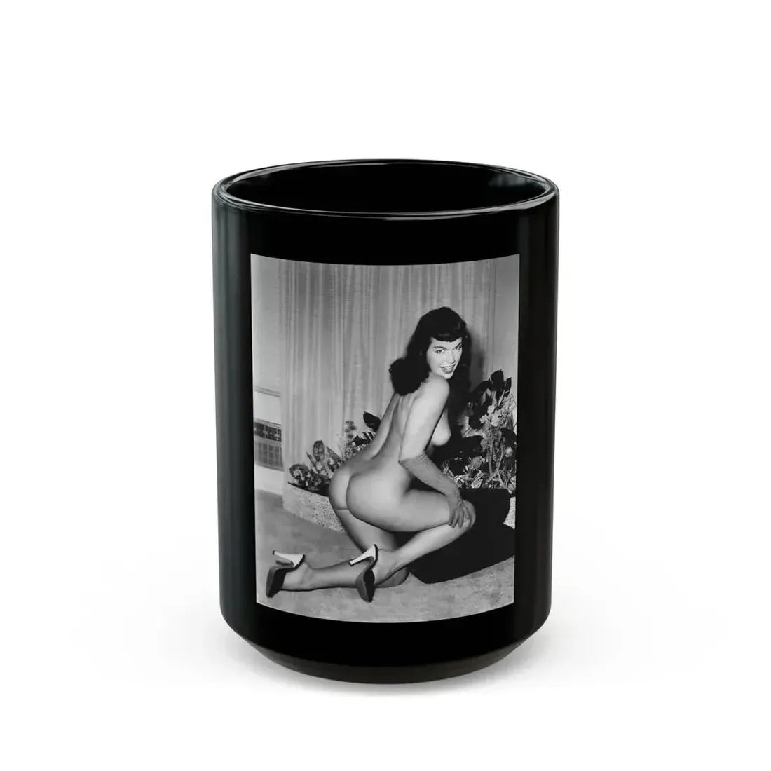 Bettie Page #247 (Vintage Female Icon) Black Coffee Mug 15oz - Go Mug Yourself