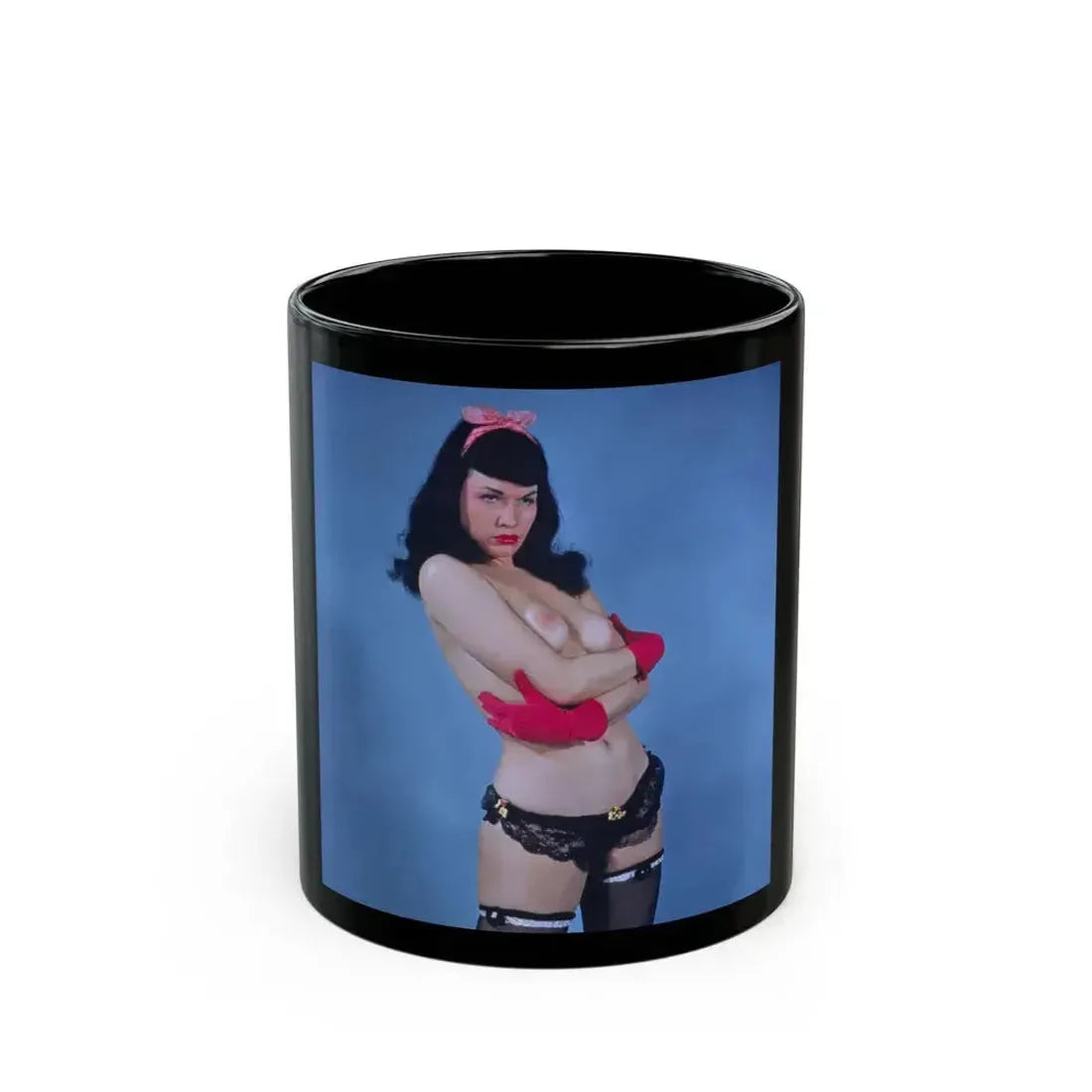 Bettie Page #34 (Vintage Female Icon) Black Coffee Mug 11oz - Go Mug Yourself