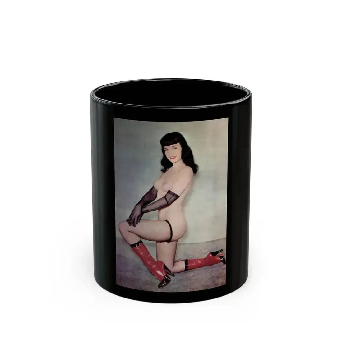 Bettie Page #35 (Vintage Female Icon) Black Coffee Mug 11oz - Go Mug Yourself