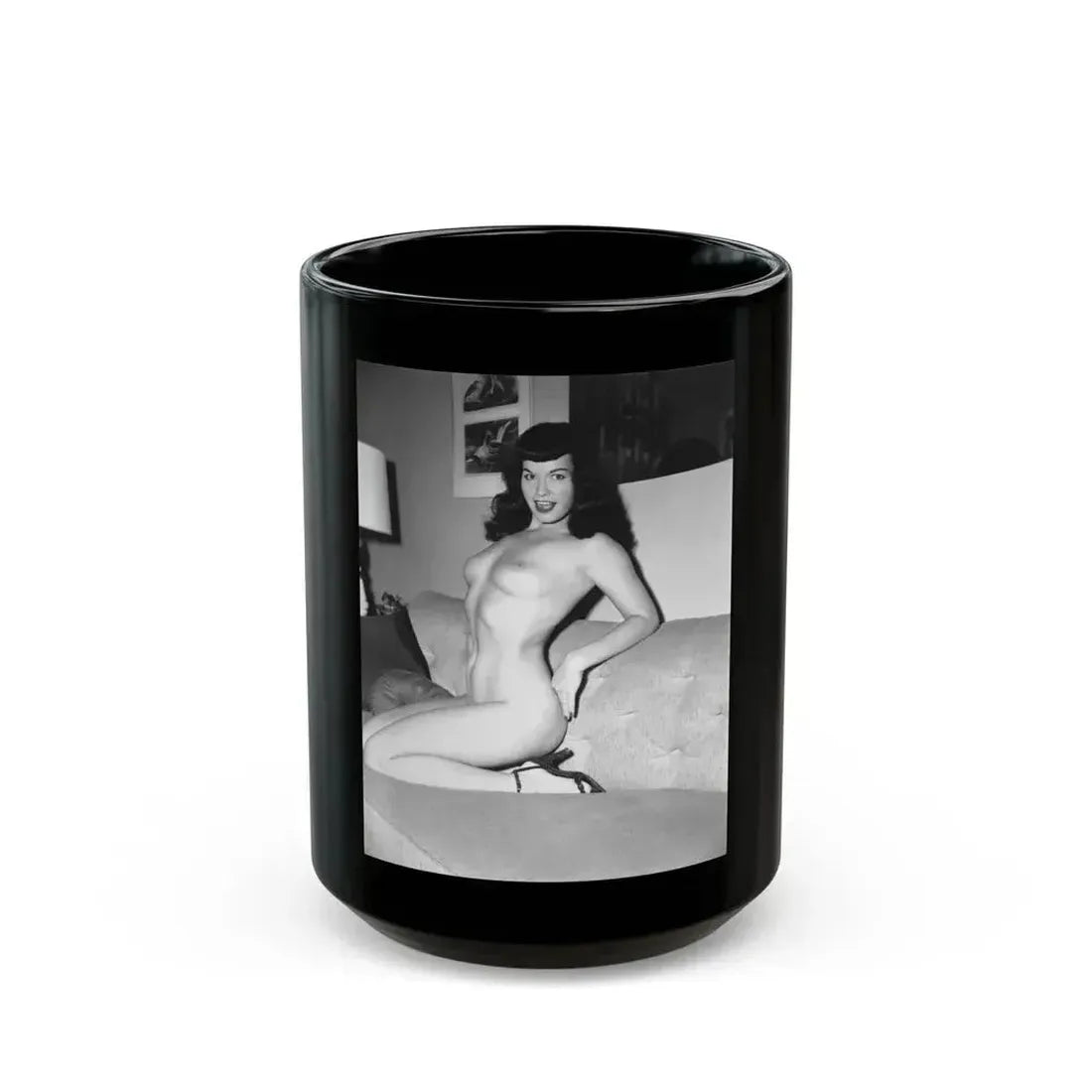 Bettie Page #36 (Vintage Female Icon) Black Coffee Mug 15oz - Go Mug Yourself