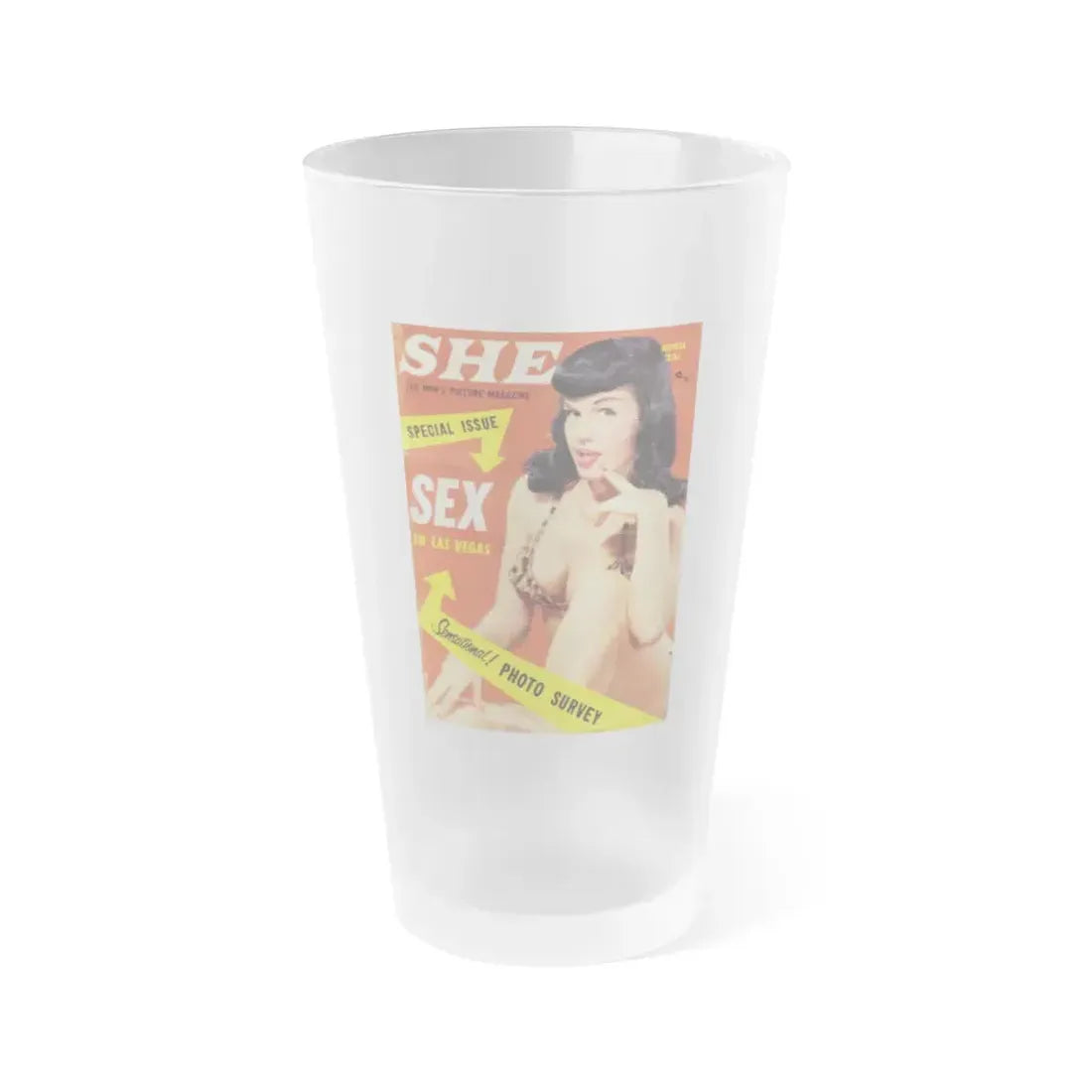 Bettie Page #426 - Mag. Cover (Vintage Female Icon) Frosted Pint Glass 16oz 16oz Frosted - Go Mug Yourself