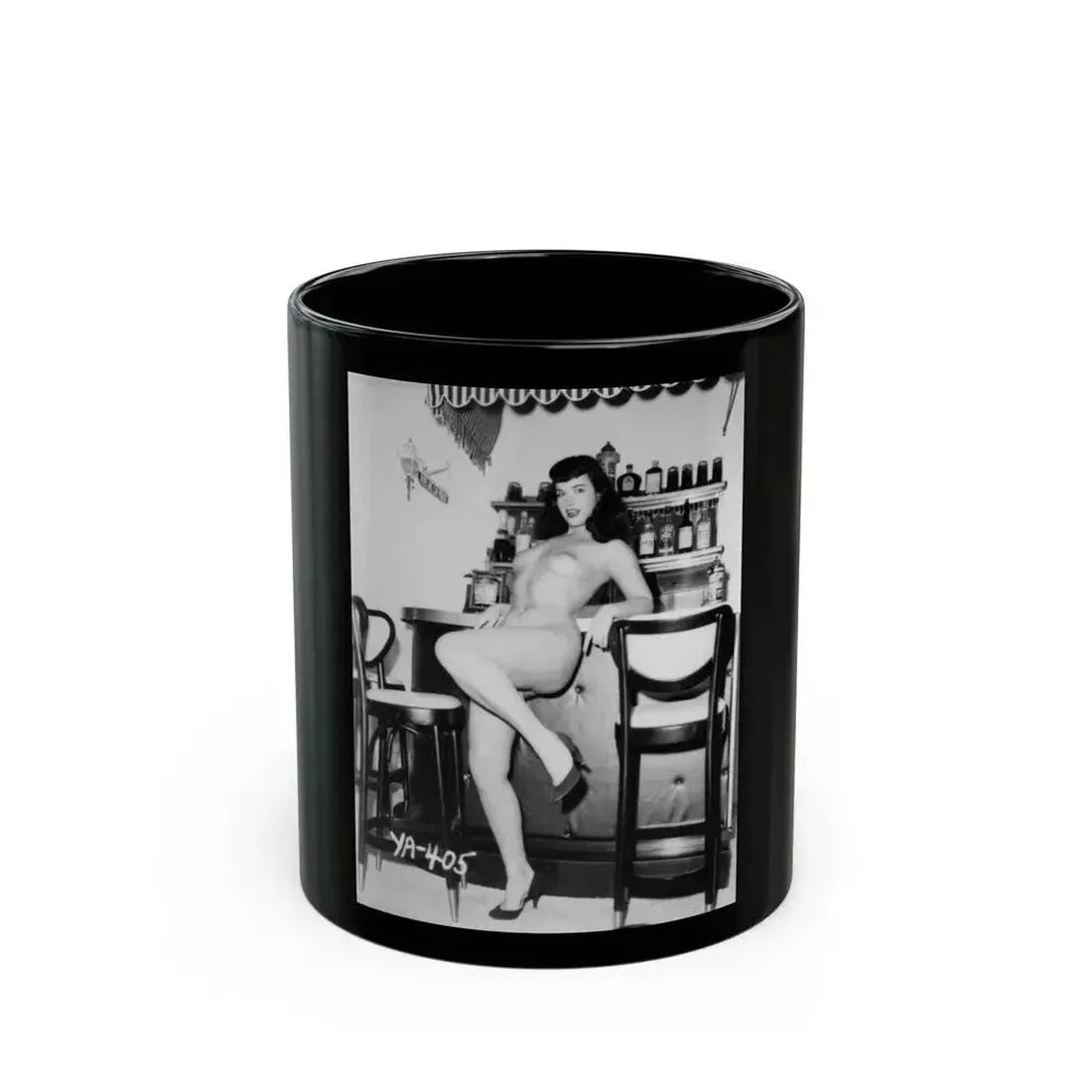 Bettie Page #43 (Vintage Female Icon) Black Coffee Mug 11oz - Go Mug Yourself