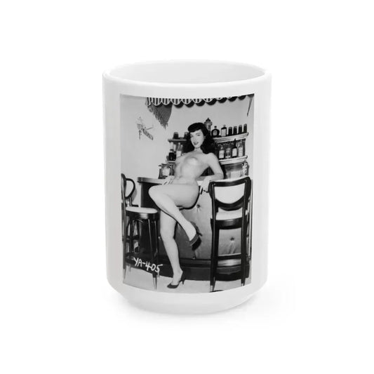 Bettie Page #43 (Vintage Female Icon) White Coffee Mug 15oz - Go Mug Yourself