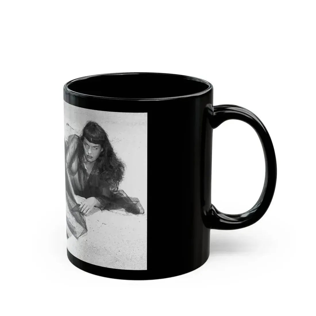 Bettie Page #439 (Vintage Female Icon) Black Coffee Mug - Go Mug Yourself