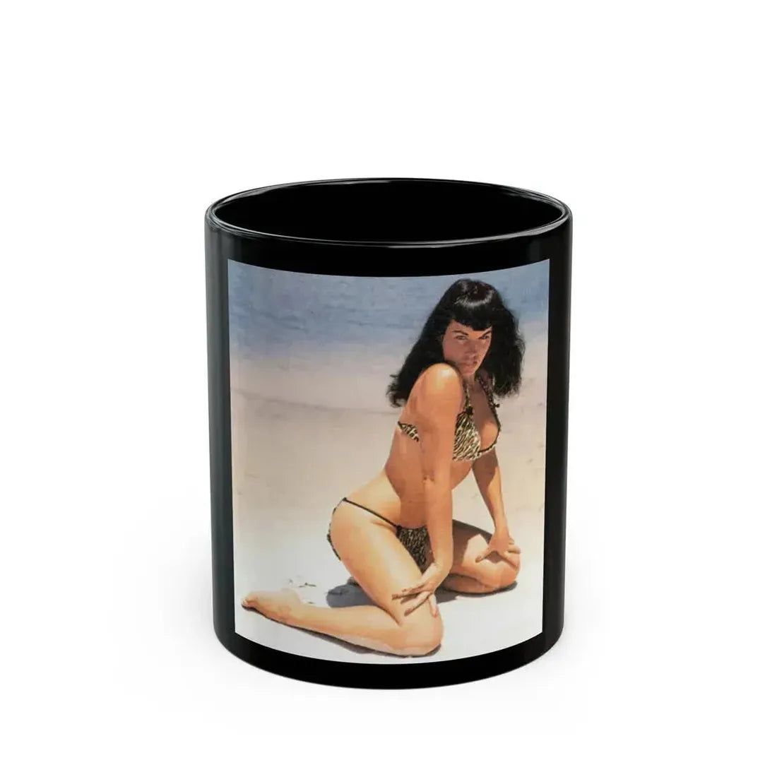 Bettie Page #441 (Vintage Female Icon) Black Coffee Mug 11oz - Go Mug Yourself