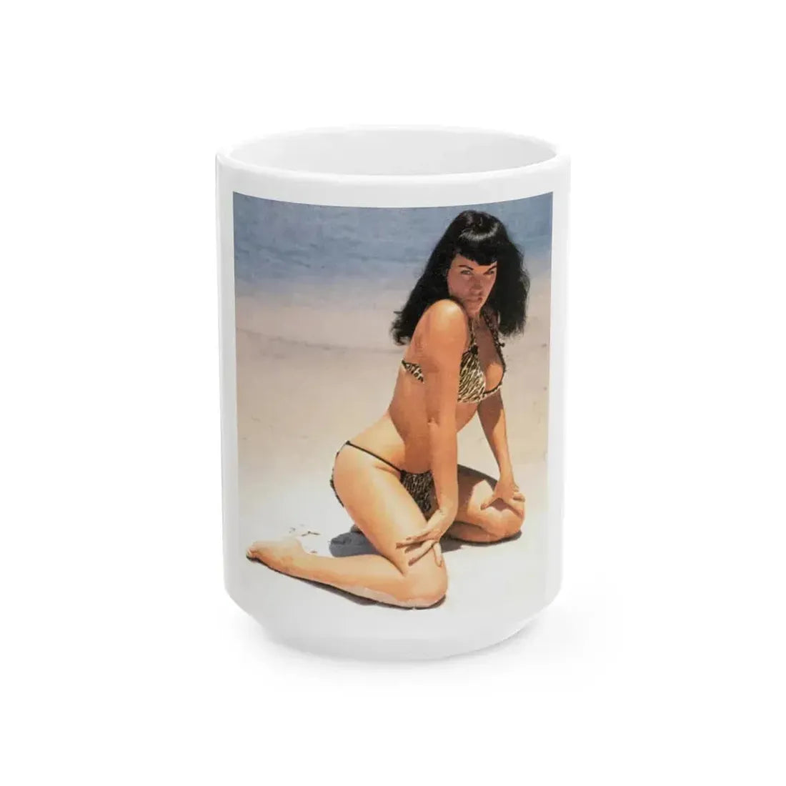 Bettie Page #441 (Vintage Female Icon) White Coffee Mug 15oz - Go Mug Yourself