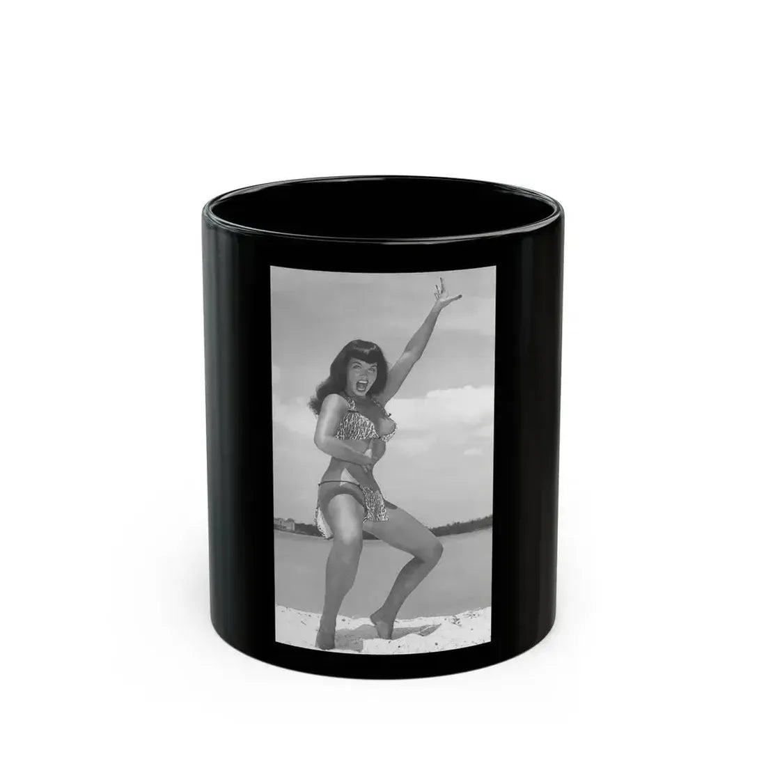 Bettie Page #442 (Vintage Female Icon) Black Coffee Mug 11oz - Go Mug Yourself