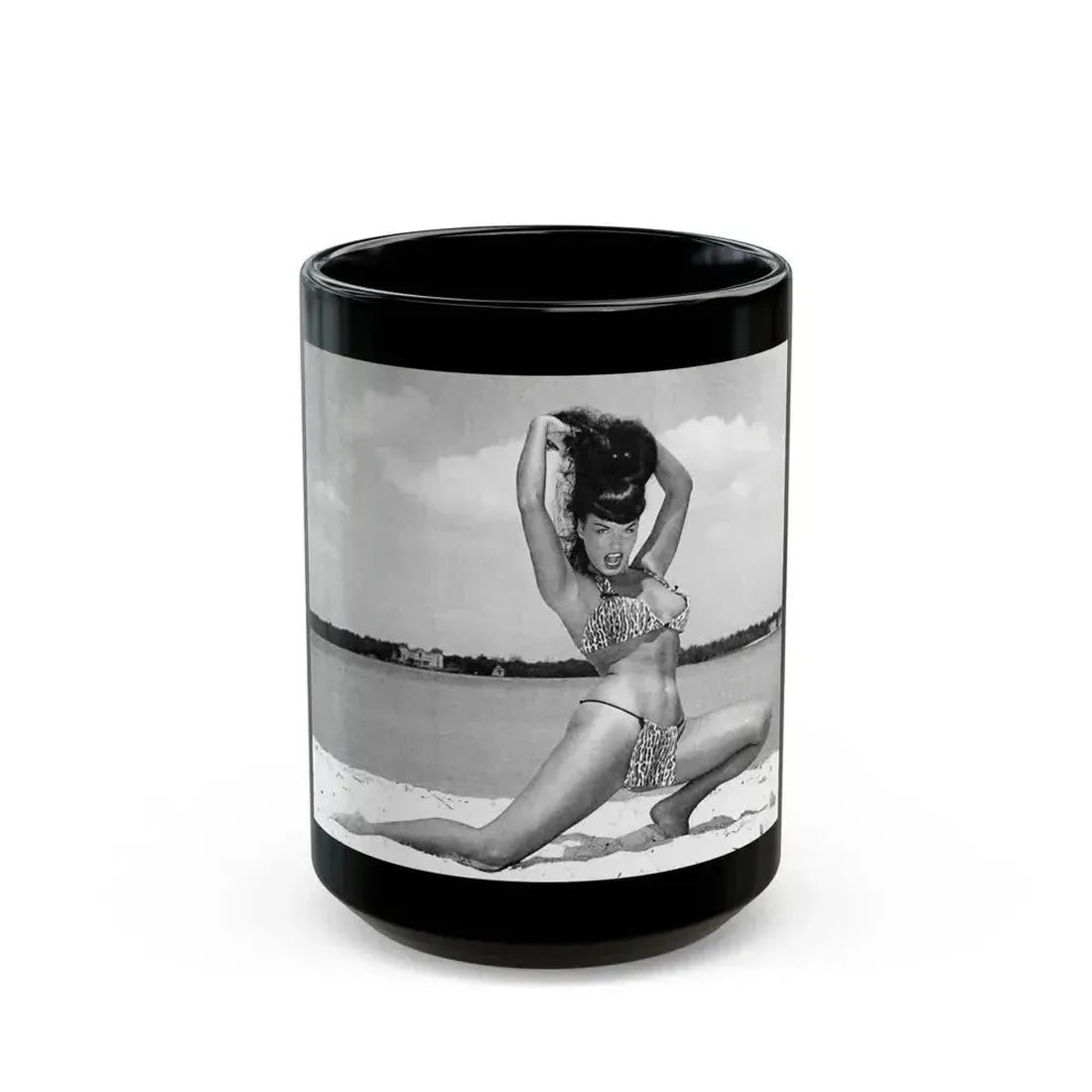 Bettie Page #443 (Vintage Female Icon) Black Coffee Mug 15oz - Go Mug Yourself