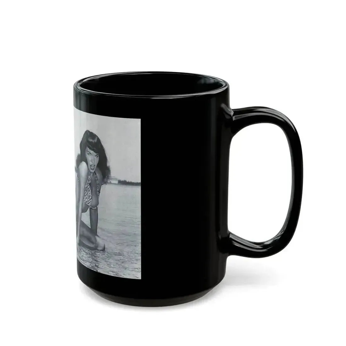 Bettie Page #444 (Vintage Female Icon) Black Coffee Mug - Go Mug Yourself