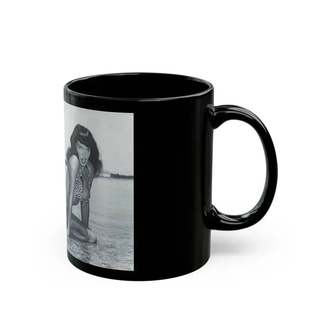 Bettie Page #444 (Vintage Female Icon) Black Coffee Mug - Go Mug Yourself