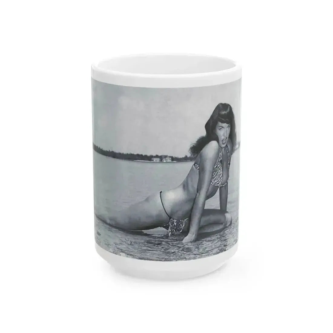 Bettie Page #444 (Vintage Female Icon) White Coffee Mug 15oz - Go Mug Yourself