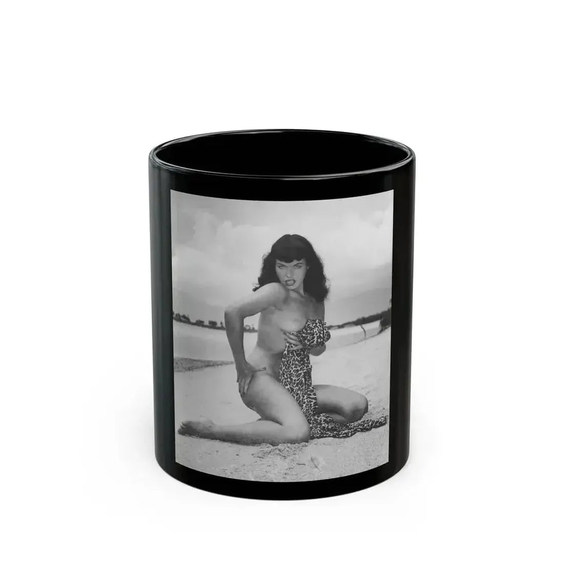Bettie Page #445 (Vintage Female Icon) Black Coffee Mug 11oz - Go Mug Yourself