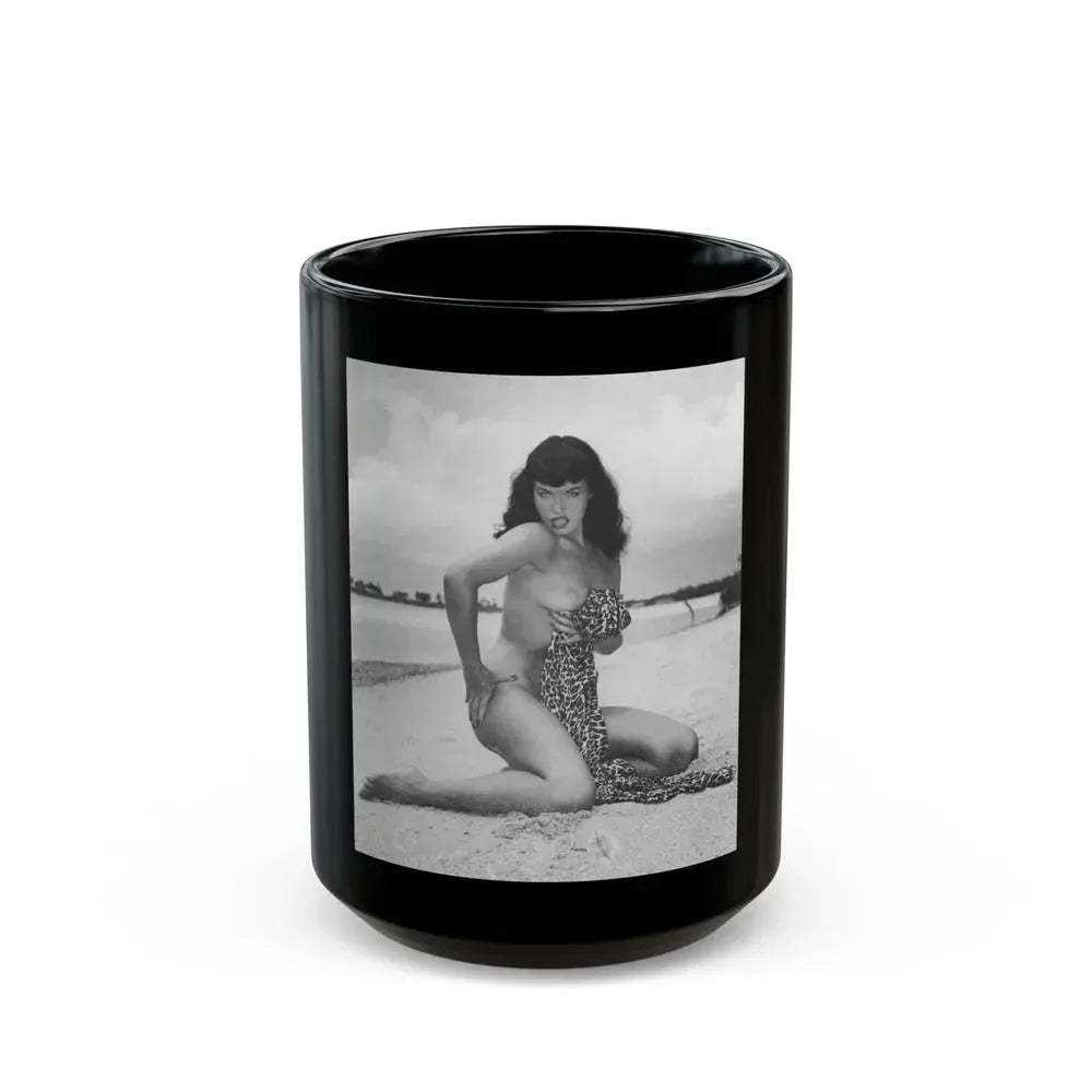 Bettie Page #445 (Vintage Female Icon) Black Coffee Mug 15oz - Go Mug Yourself